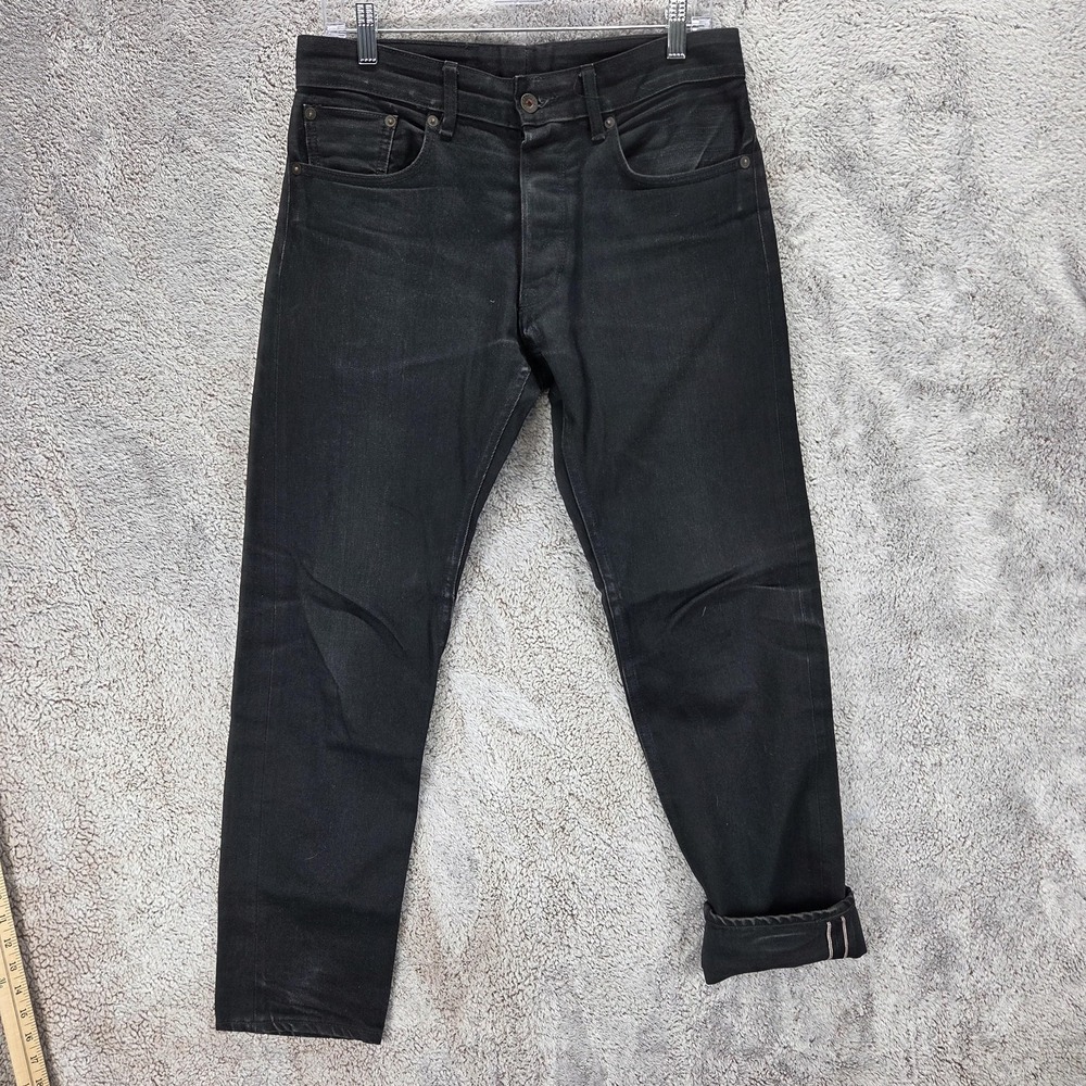 Railcar Jeans Mens 31x30 Black Selvedge Made in USA Button Fly Honeycomb